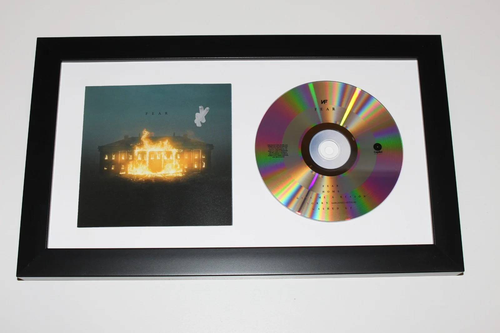 NF NATHAN FEUERSTEIN SIGNED FRAMED 'FEAR' CD COVER ALBUM EP COA CLOUDS RAPPER, image 2