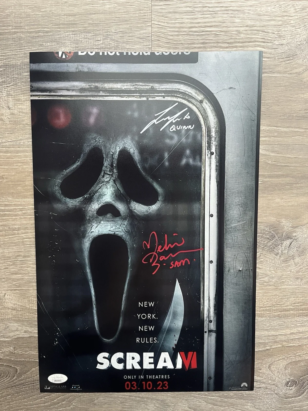 Melissa Barrera — Melissa Barrera Liana Liberato Dual Signed Scream 11x17 Photo JSA COA Ghostface, image 2