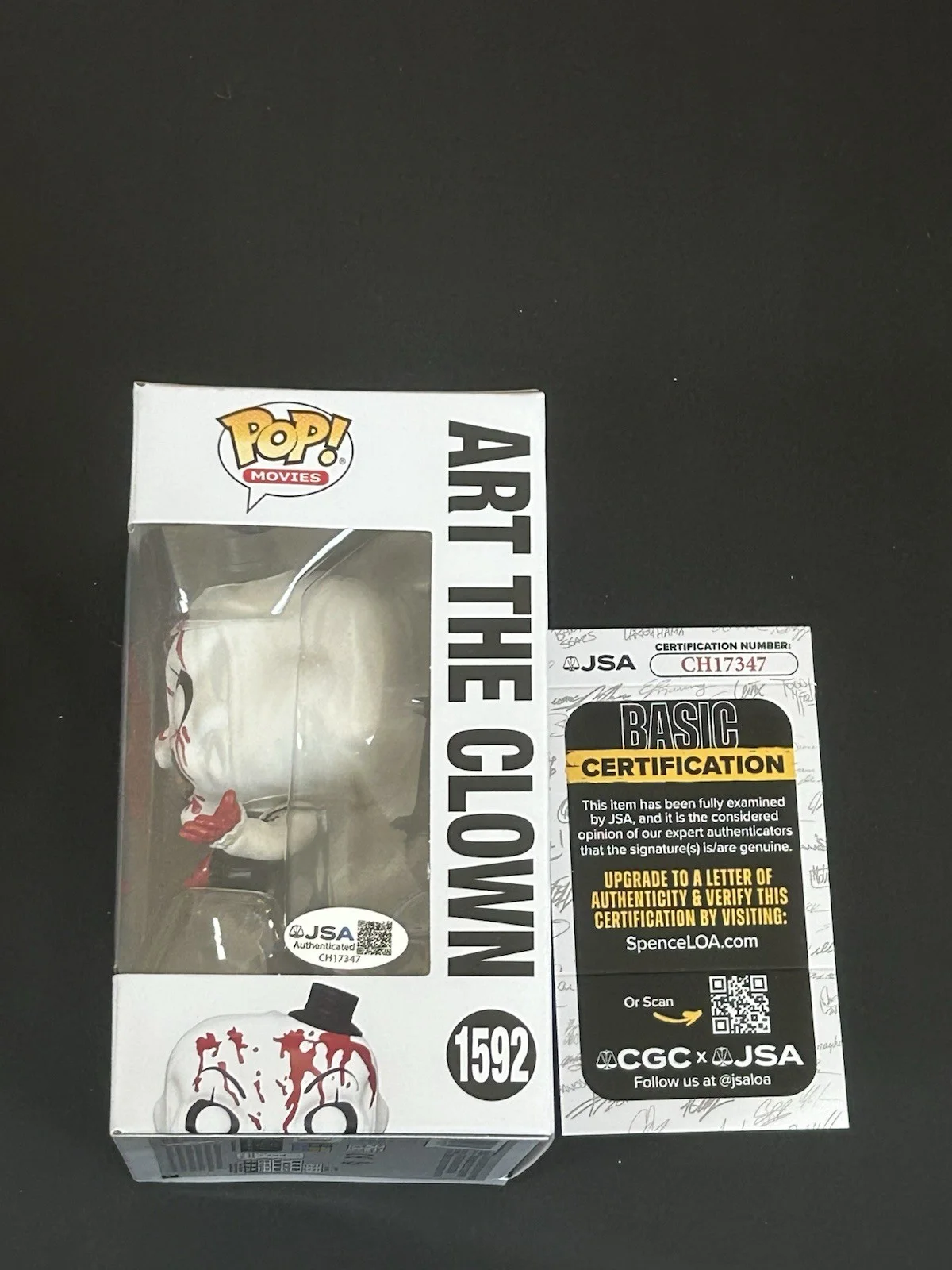 David Howard Thornton — FUNKO POP! THE TERRIFIER ART THE CLOWN #1592 DAVID HOWARD THORNTON SIGNED JSA, изображение 2