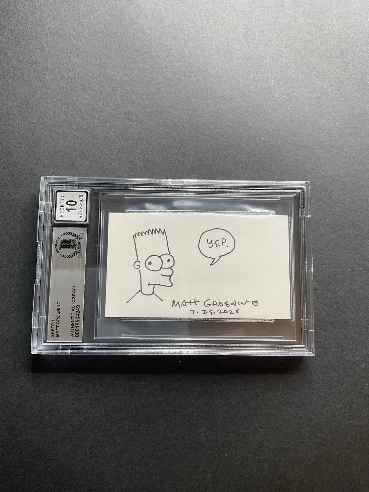 Matt Groening — Matt Groening signed sketch BAS Encapsulated Bart Simpson Sketch auto 10 Simpson, image 2