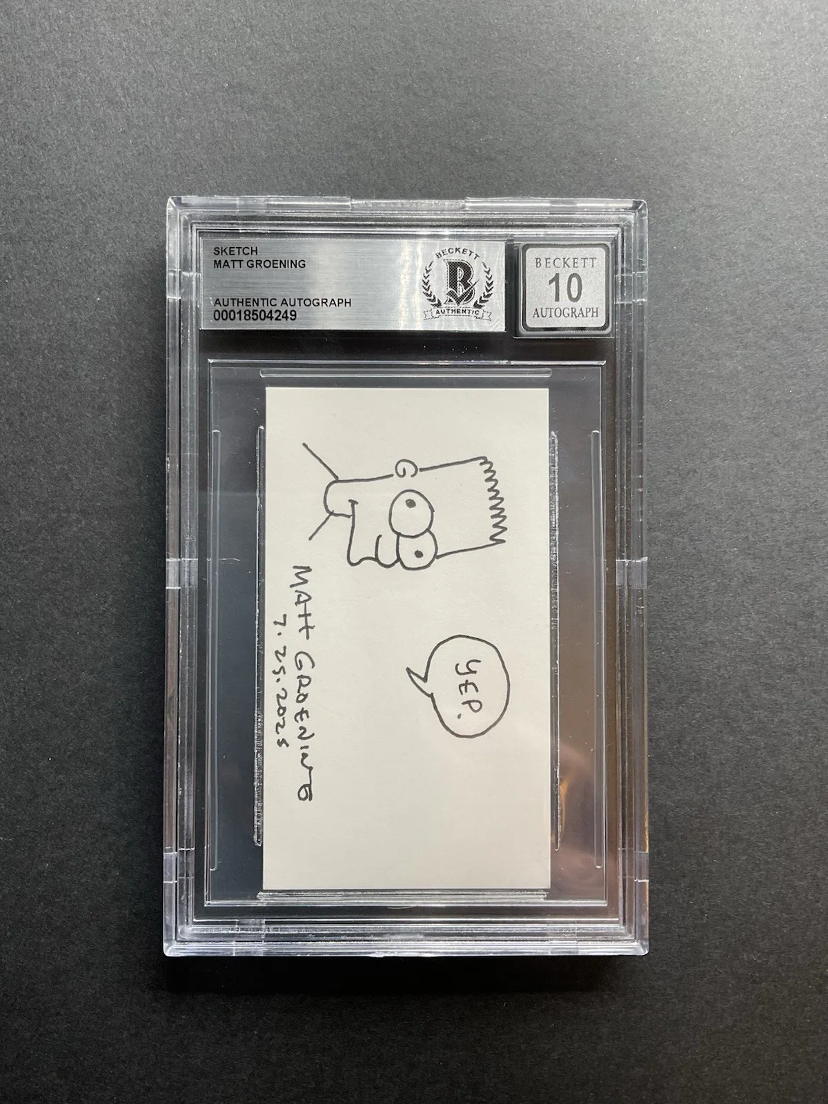 Matt Groening — Matt Groening signed sketch BAS Encapsulated Bart Simpson Sketch auto 10 Simpson, image 3
