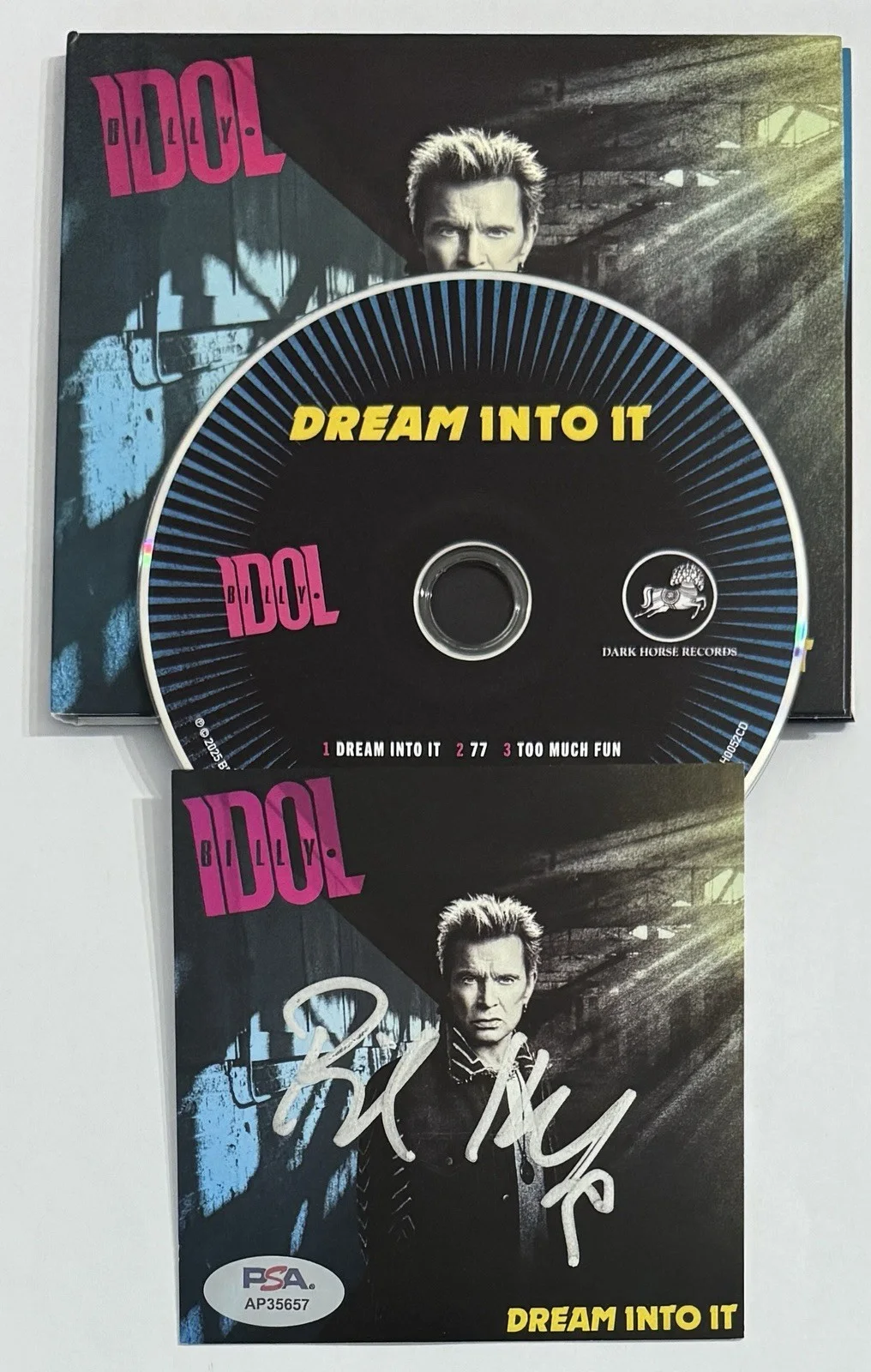 BILLY IDOL SIGNED DREAM INTO IT ALBUM COVER ART CARD AUTOGRAPH & CD PSA DNA COA, image 2