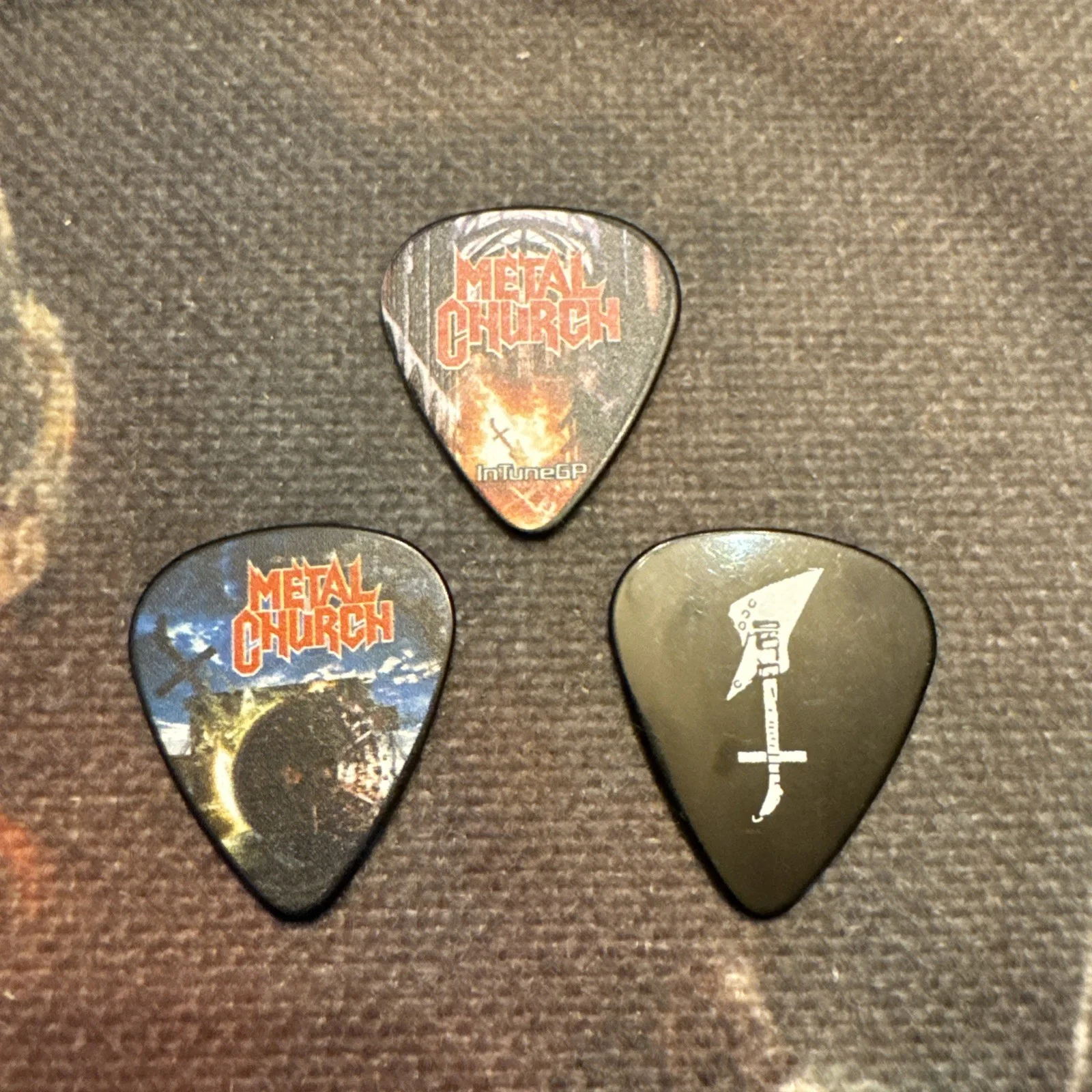 Metal Church Band Kurdt Vanderhoof 3 Tour Picks Plectrums, изображение 2
