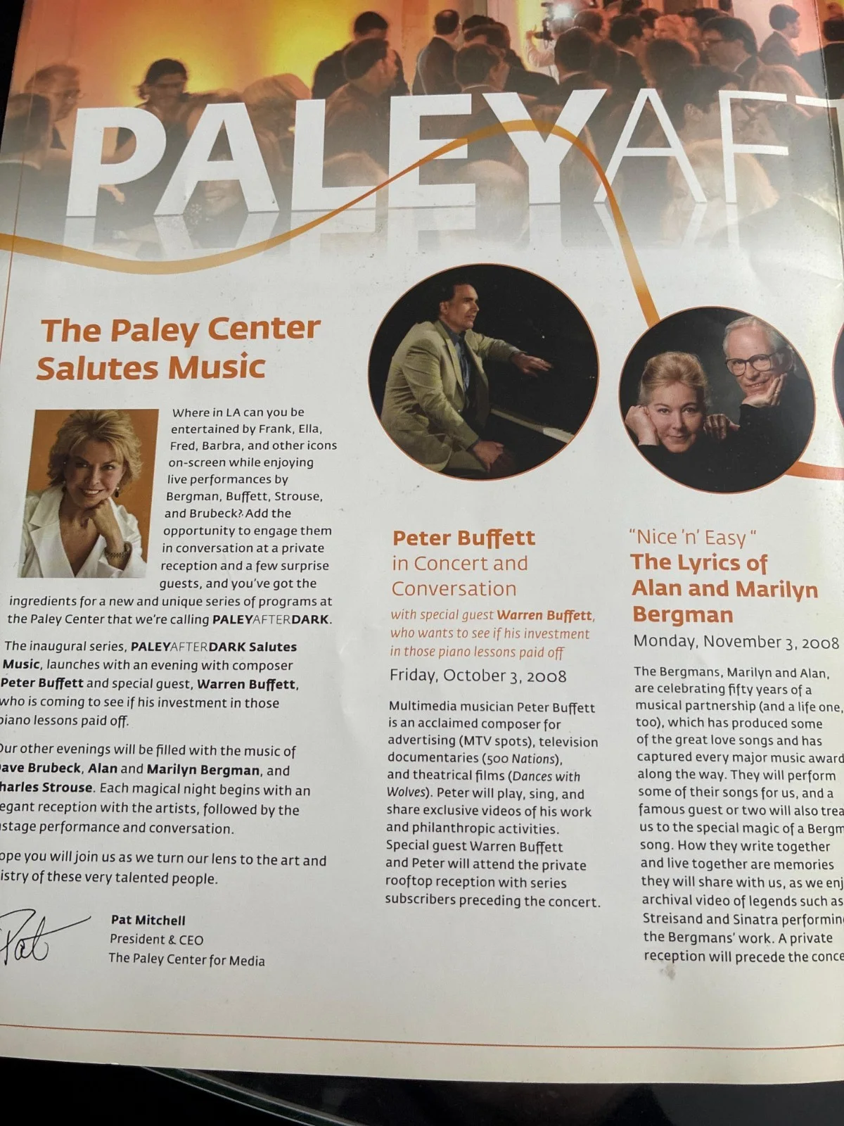 Paley After Dark 2008–2009 Program Signed by Norman Lear, Dave Brubeck & Alan, image 2