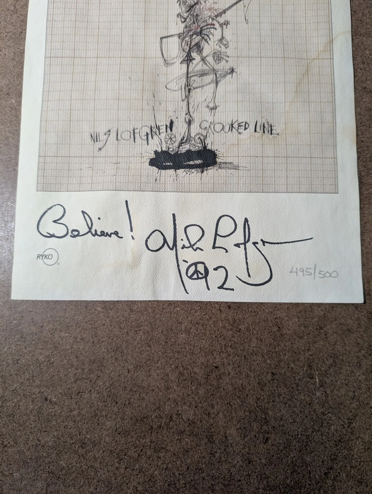 Item Nils Lofgren Signed Crooked Line Album Promo Artwork 1992 Ryko Disc 495/500, изображение 4