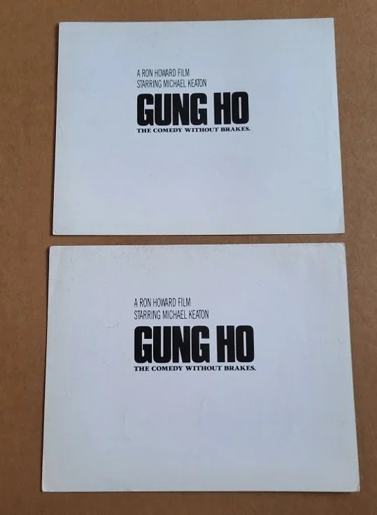 GUNG HO 1986 Michael Keaton Rodney Kageyama TWO UK FOH Lobby Cards, изображение 2