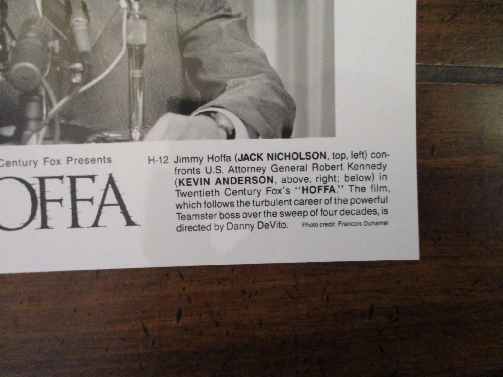 Robert F. Kennedy/Kevin Anderson/Jack Nicholson("HOFFA")1992 8 x 10 B & W Photo, изображение 2