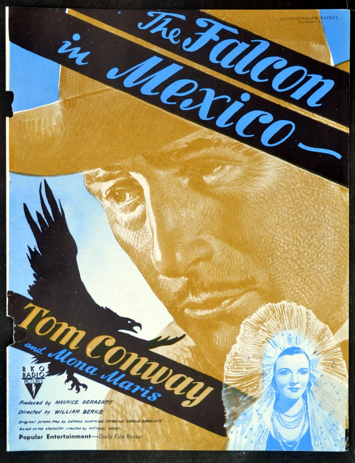 MUSIC IN MANHATTAN 1944 Anne Shirley FALCON IN MEXICO Tom Conway TRADE ADVERT, изображение 2