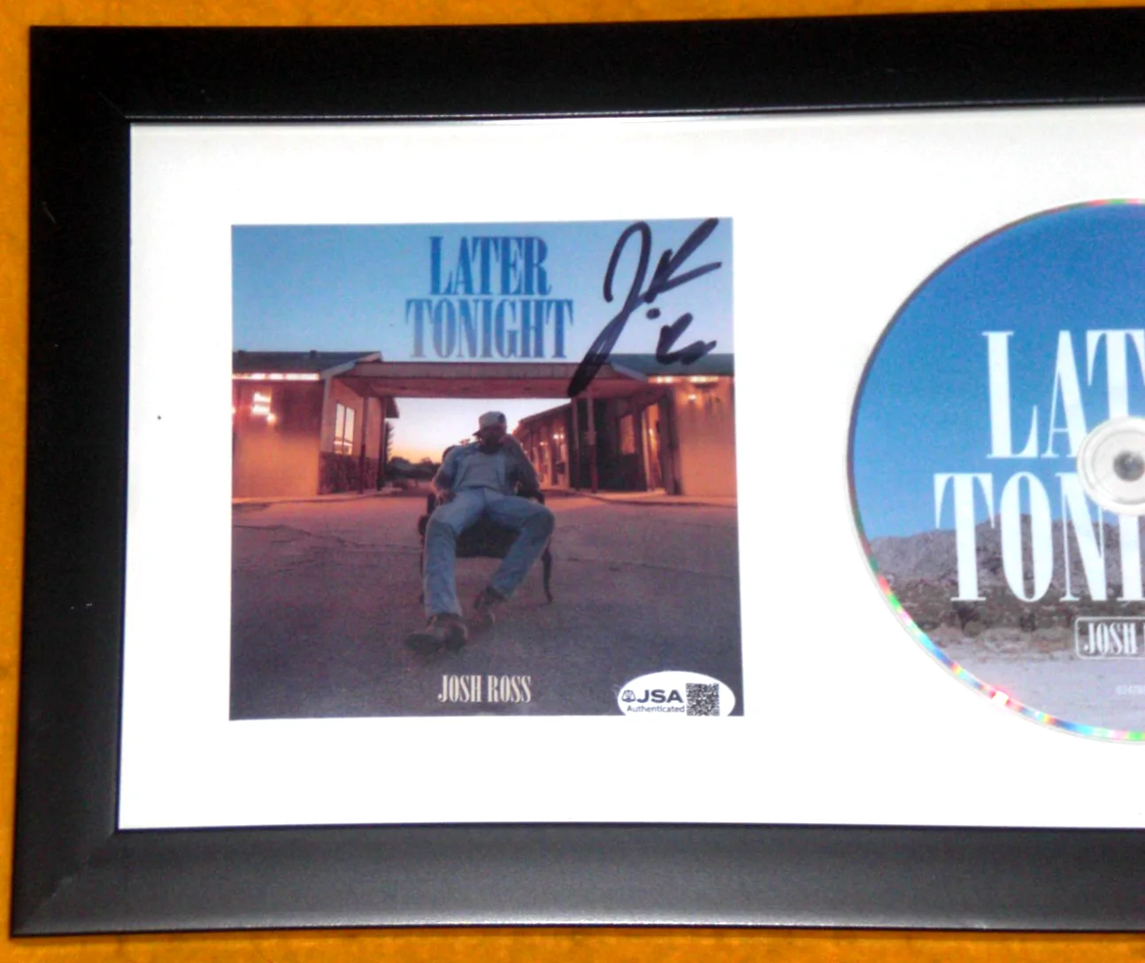 JOSH ROSS SIGNED FRAMED 'LATER TONIGHT' CD COVER w/ CD - J.S.A. Cert., image 2
