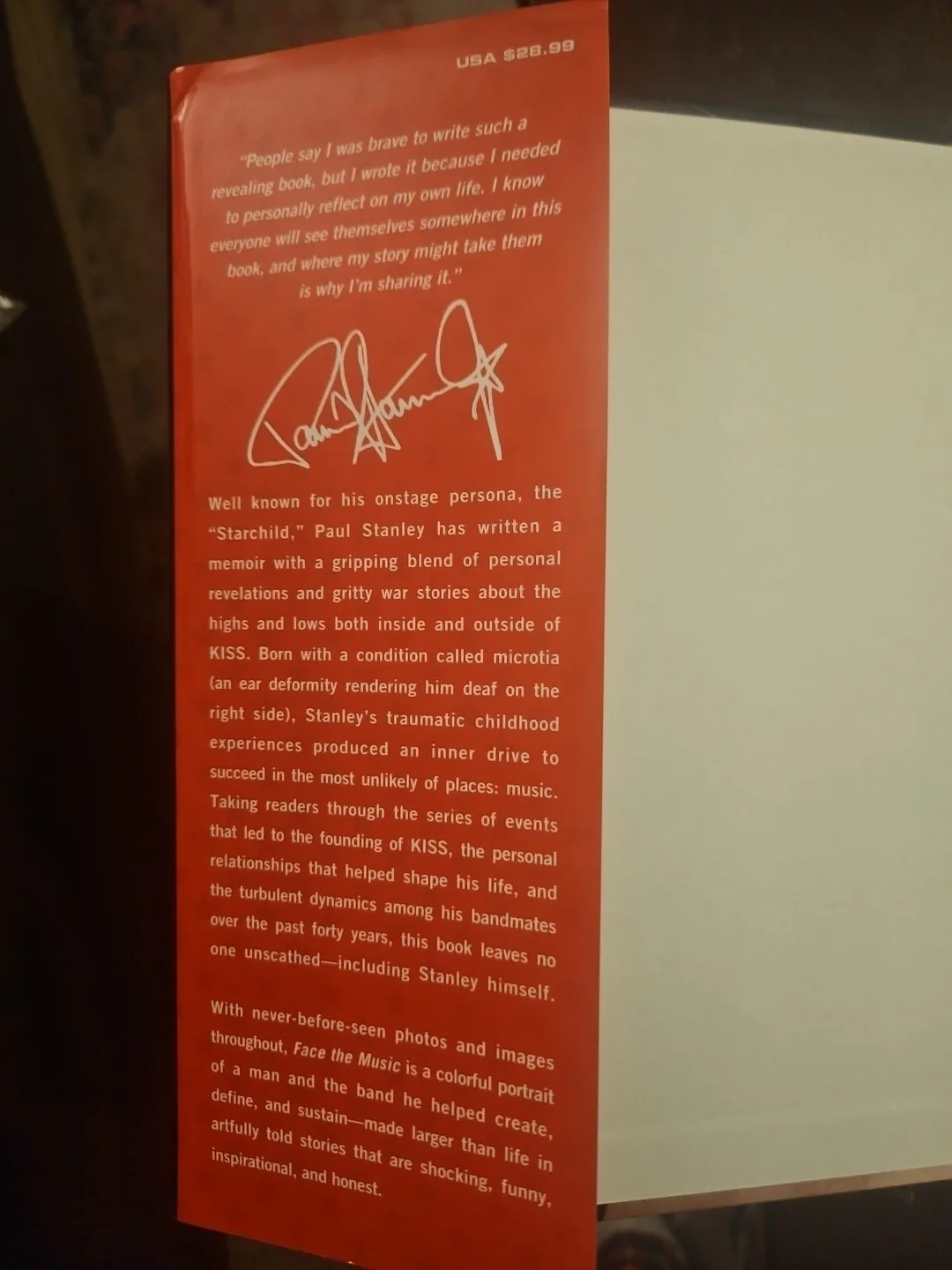 Paul Stanley Signed Book Face The Music KISS Autographed 2014 1st Ed With CoA, image 2