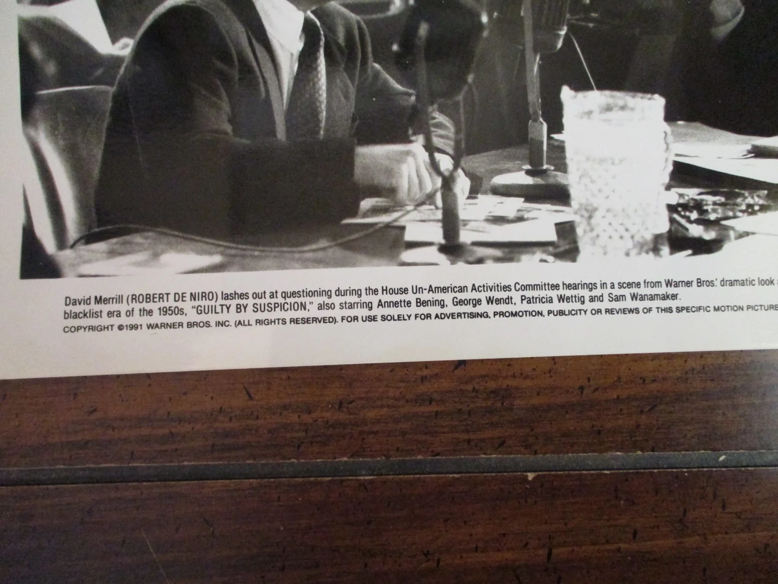 Robert De Niro(GUILTY BY SUSPICION)1991 10 x 8 Glossy Black & White Press Photo, image 2