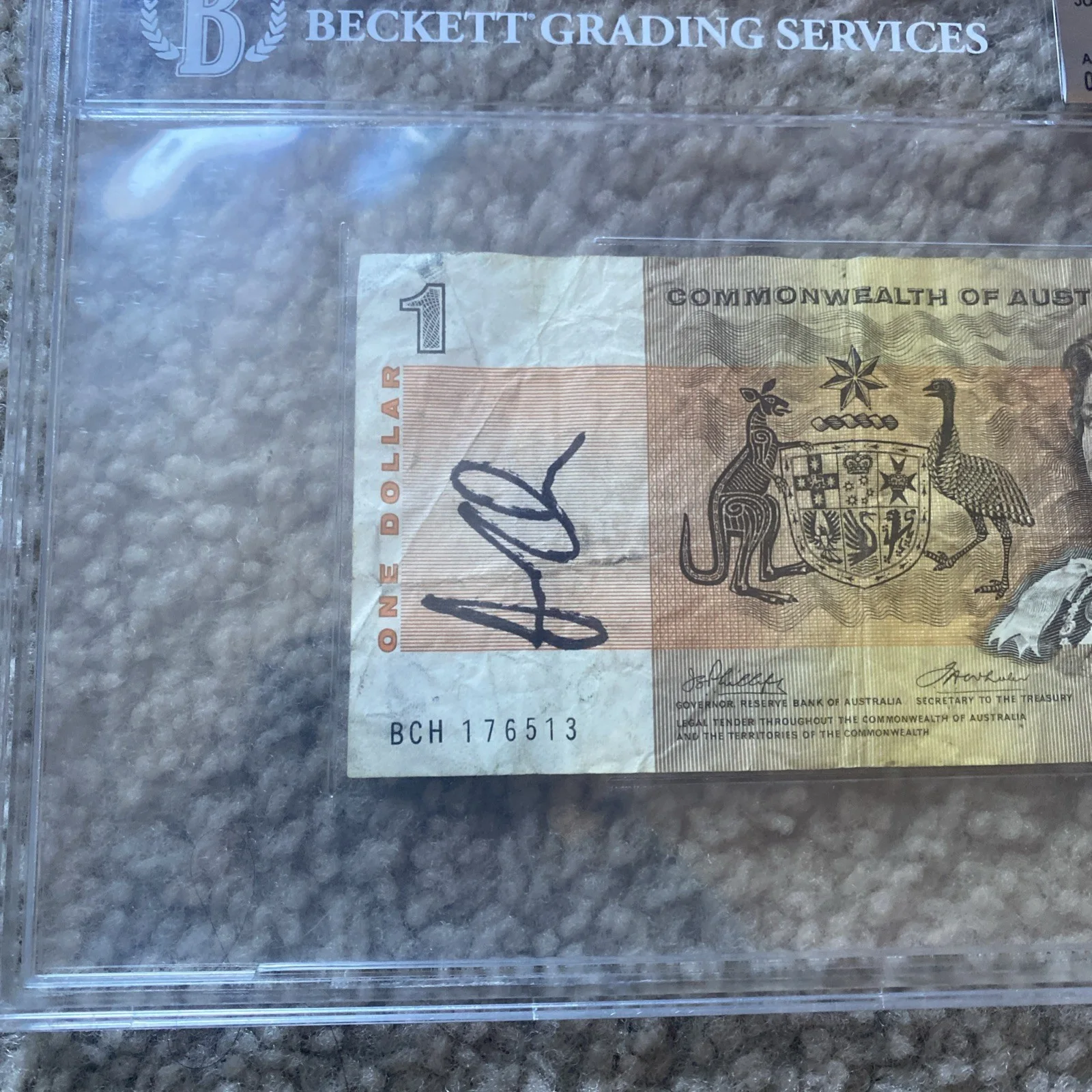 Rare Jorma Kaukonen Signed Autographed Australia Dollar Bill Beckett Authentic, изображение 2