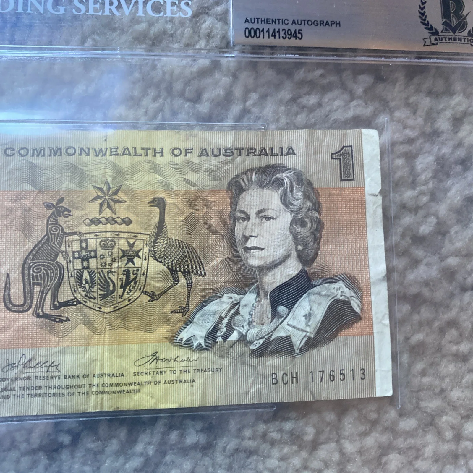Rare Jorma Kaukonen Signed Autographed Australia Dollar Bill Beckett Authentic, изображение 3
