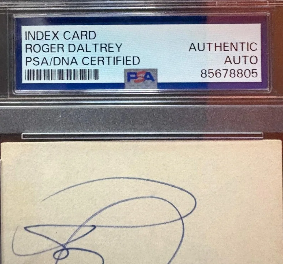 Roger Daltrey — ROGER DALTREY THE WHO SIGNED INDEX CARD PSA ENCAPSULATED TOWNSHEND MOON B, изображение 2