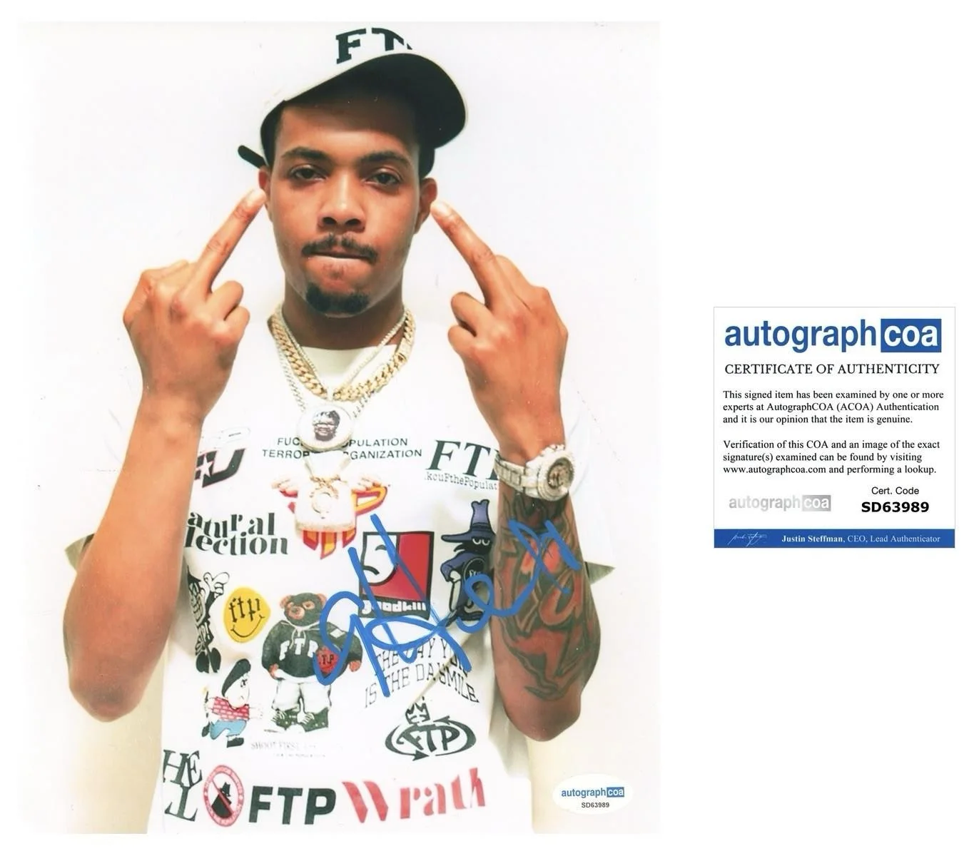 G HERBO SIGNED 8X10 PHOTO RAP AUTOGRAPH ACOA + PROOF, image 2