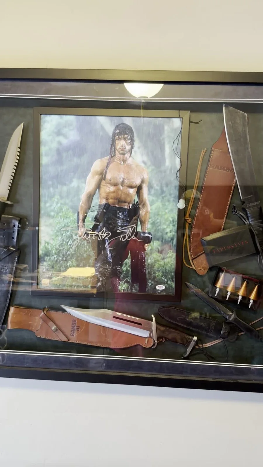 Sylvester Stallone — Sylvester Stallone Signed Autographed Rambo 16x20 PSA Rambo franchise knives ￼, изображение 2