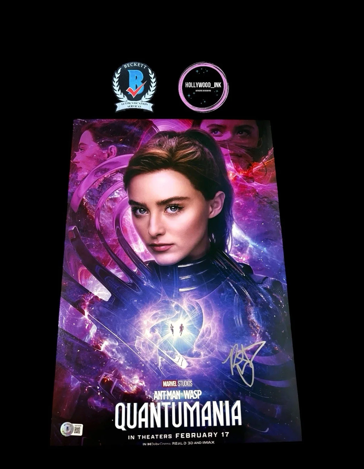 Kathryn Newton — KATHRYN NEWTON SIGNED ANTMAN WASP QUANTUMANIA 12x18 BECKETT BJ016458 #5 PROOF
