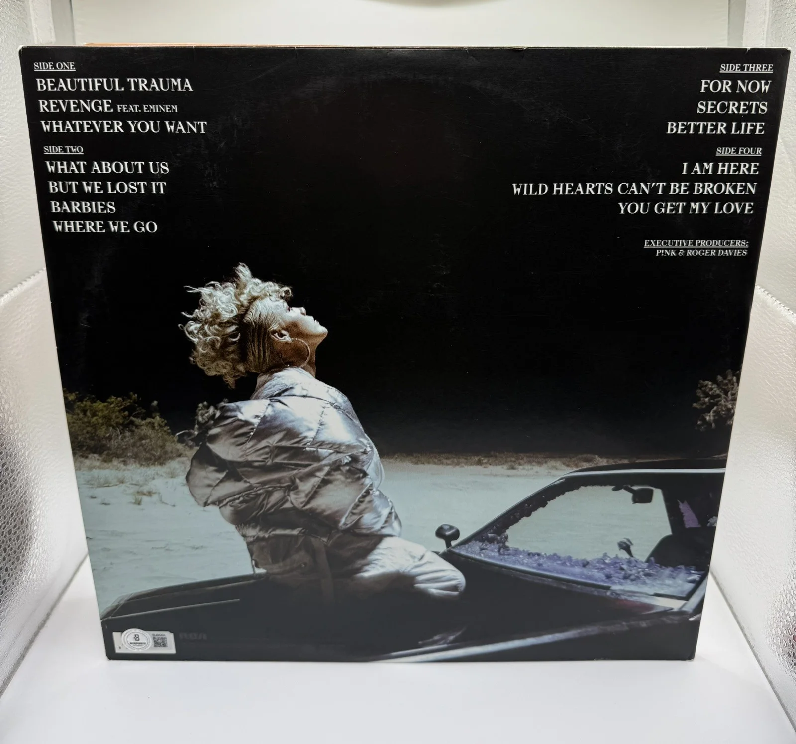 PINK SIGNED/ AUTOGRAPHED "BEAUTIFUL TRAUMA" VINYL COA, image 3