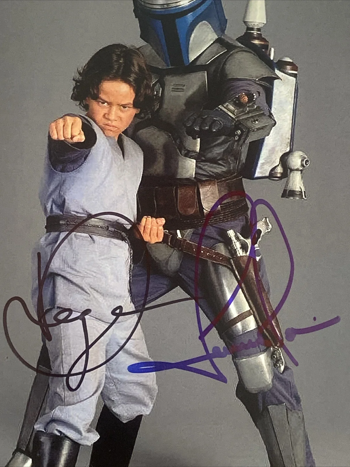 Daniel Logan, Temuera Morrison — Daniel Logan & Temuera Morrison Autographed 8x10 Star Wars Photo Boba Jango Fett, изображение 2