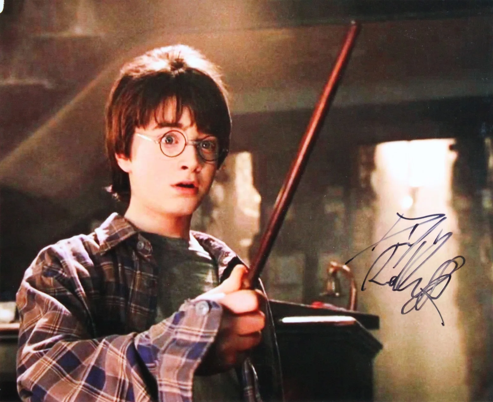 Daniel Radcliffe, John Hurt — Daniel Radcliffe & John Hurt Harry Potter Signed Framed Display BAS #AE13687, image 2