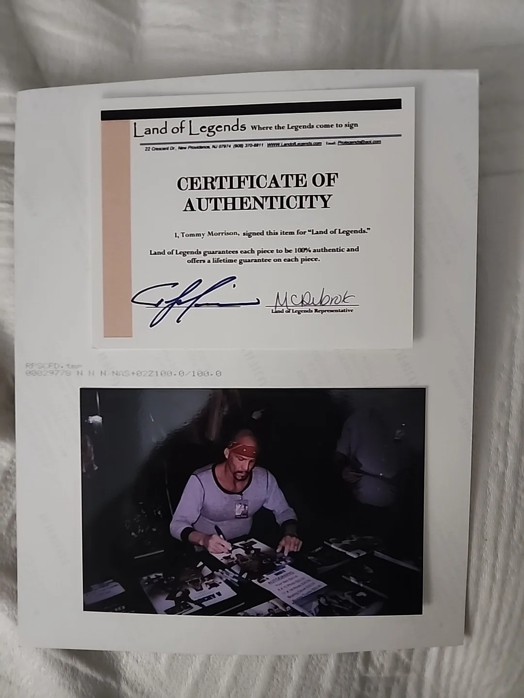 Tommy Morison Signed 8×10 Photo Certified, image 2