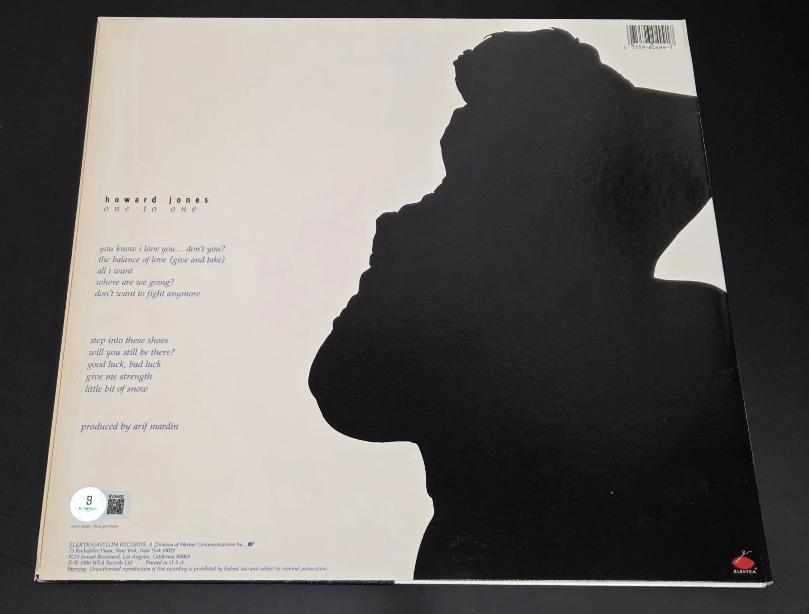 HOWARD JONES signed autographed "ONE TO ONE" VINYL LP RECORD BECKETT (BAS), image 2