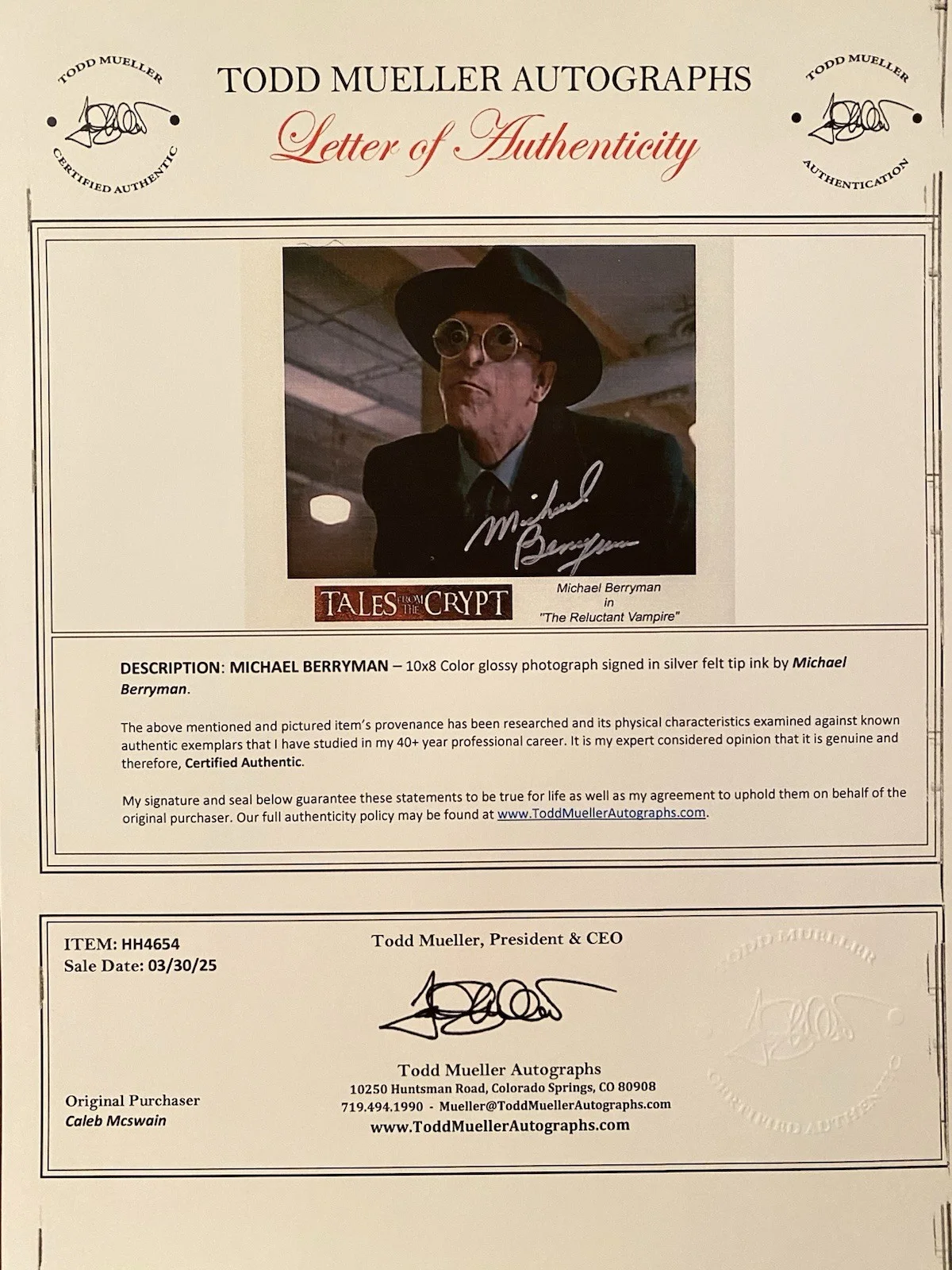 Michael Berryman — Michael Berryman Signed Autographed Photo With COA Tales From The Crypt X Files, изображение 4