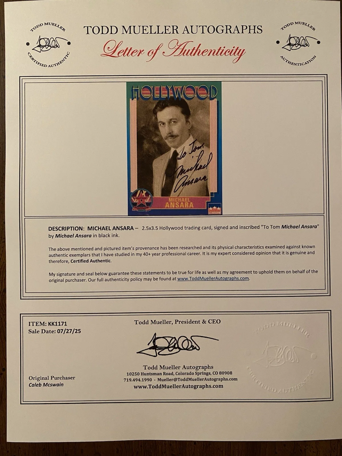 Michael Ansara — Michael Ansara Signed Autographed Hollywood Walk Of Fame Card With COA Batman, изображение 4