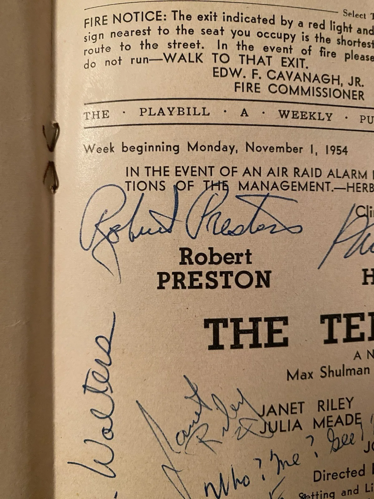 Robert Preston, Kim Hunter, Cast — Kim Hunter Robert Preston Etc Cast Signed Playbill The Tender Trap w COA 1954, изображение 3