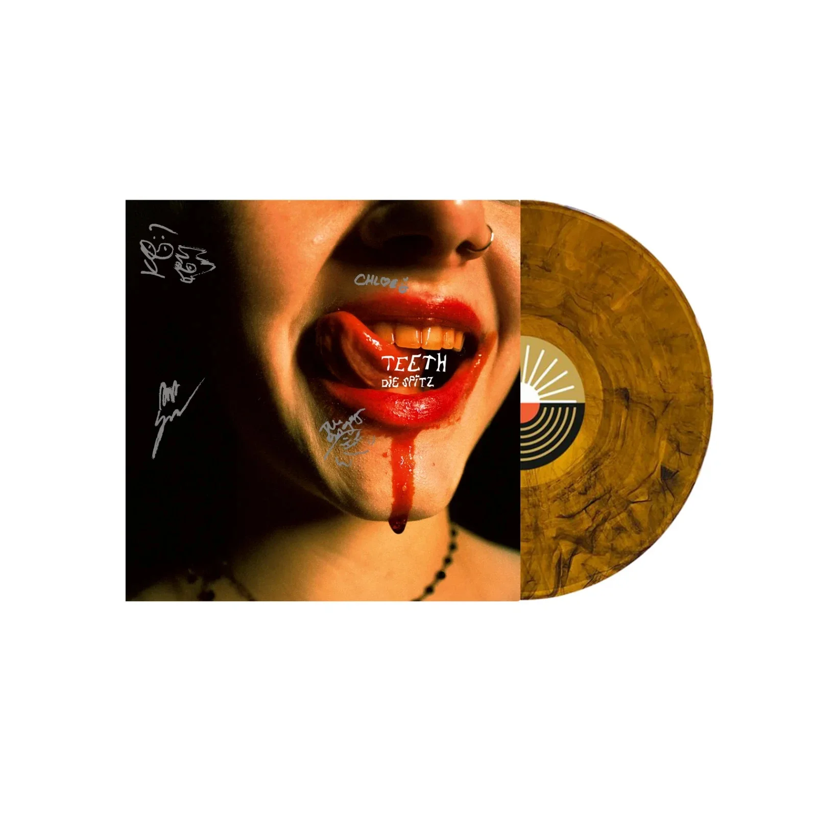 SIGNED SLEEVE Die Spitz Teeth Revenge of Evangeline TORTOISE SHELL vinyl CLAIRO, изображение 2