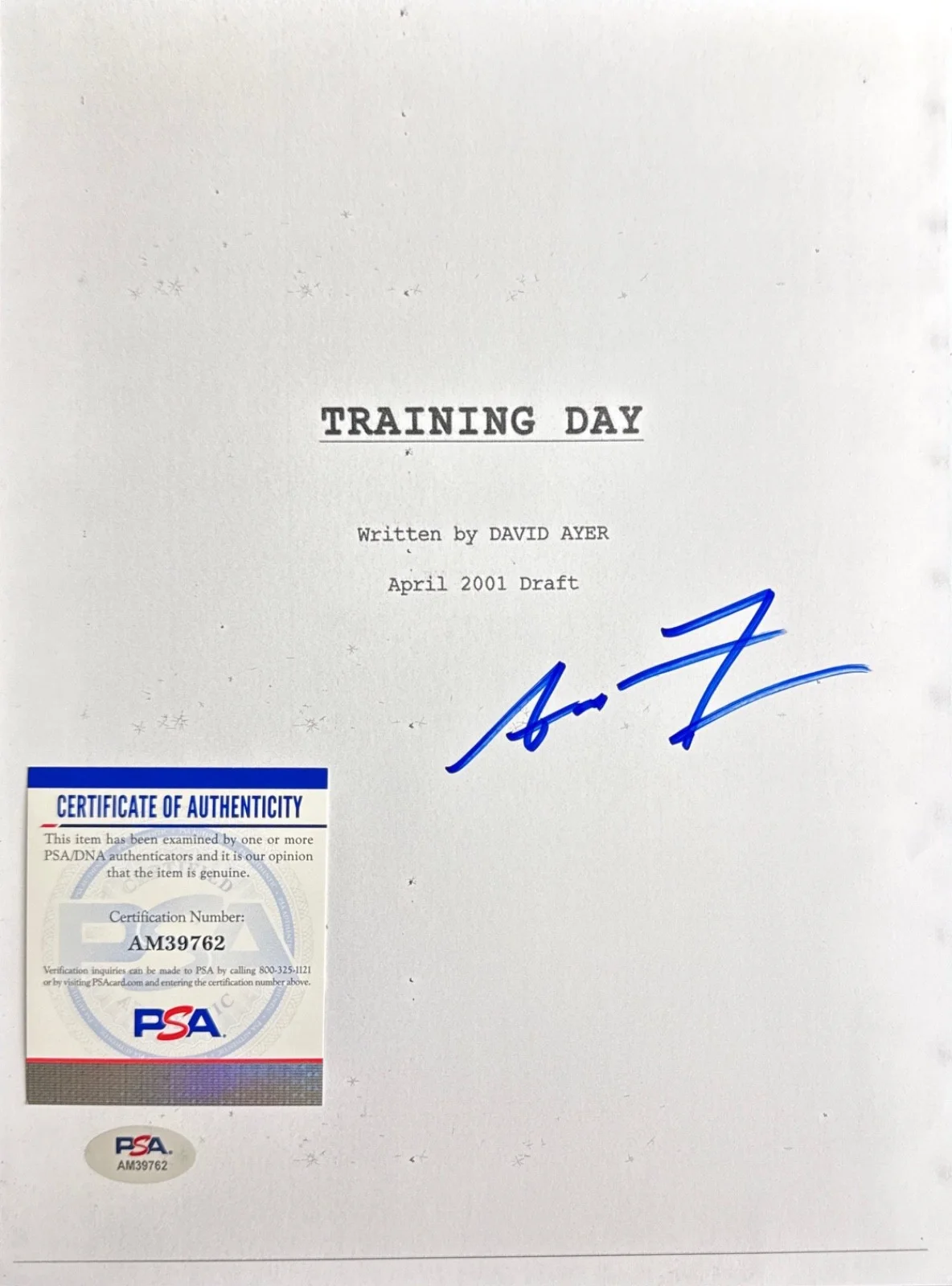 Antoine Fugua — Antoine Fugua Signed 8x10 Training Day Script Cover Only PSA AM39762, image 2