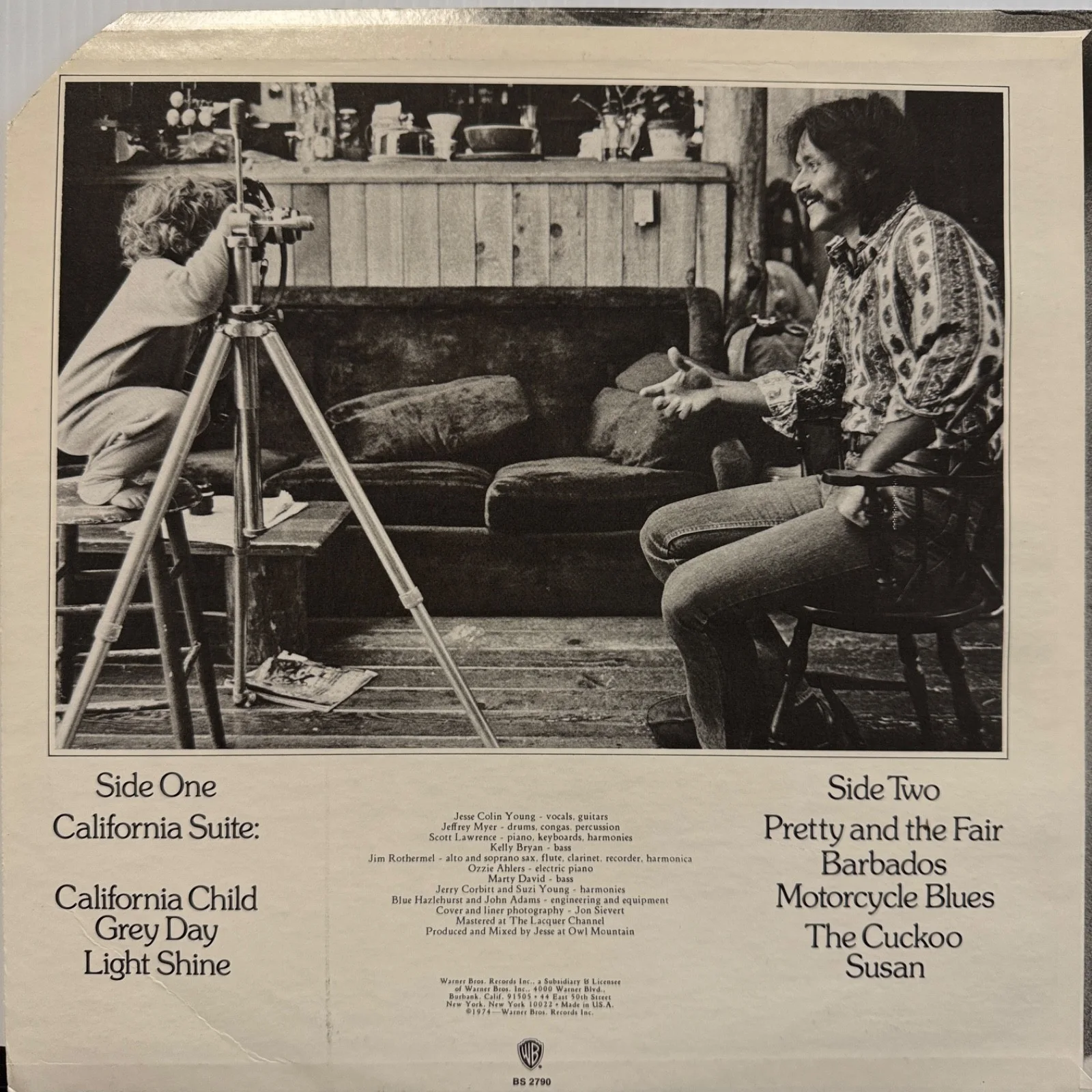AUTOGRAPHED - JESSE COLIN YOUNG "Light Shine" Warner Bros. BS 2790 vinyl record, изображение 3