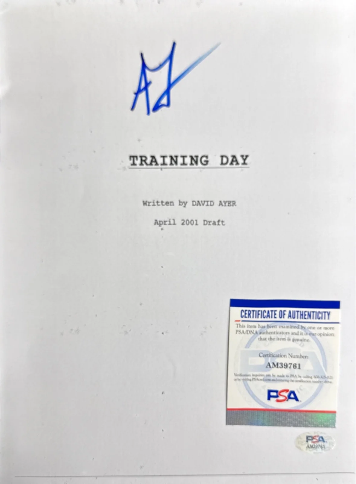 Antoine Fugua — Antoine Fugua Signed 8x10 Training Day Script Cover Only PSA AM39761, image 2