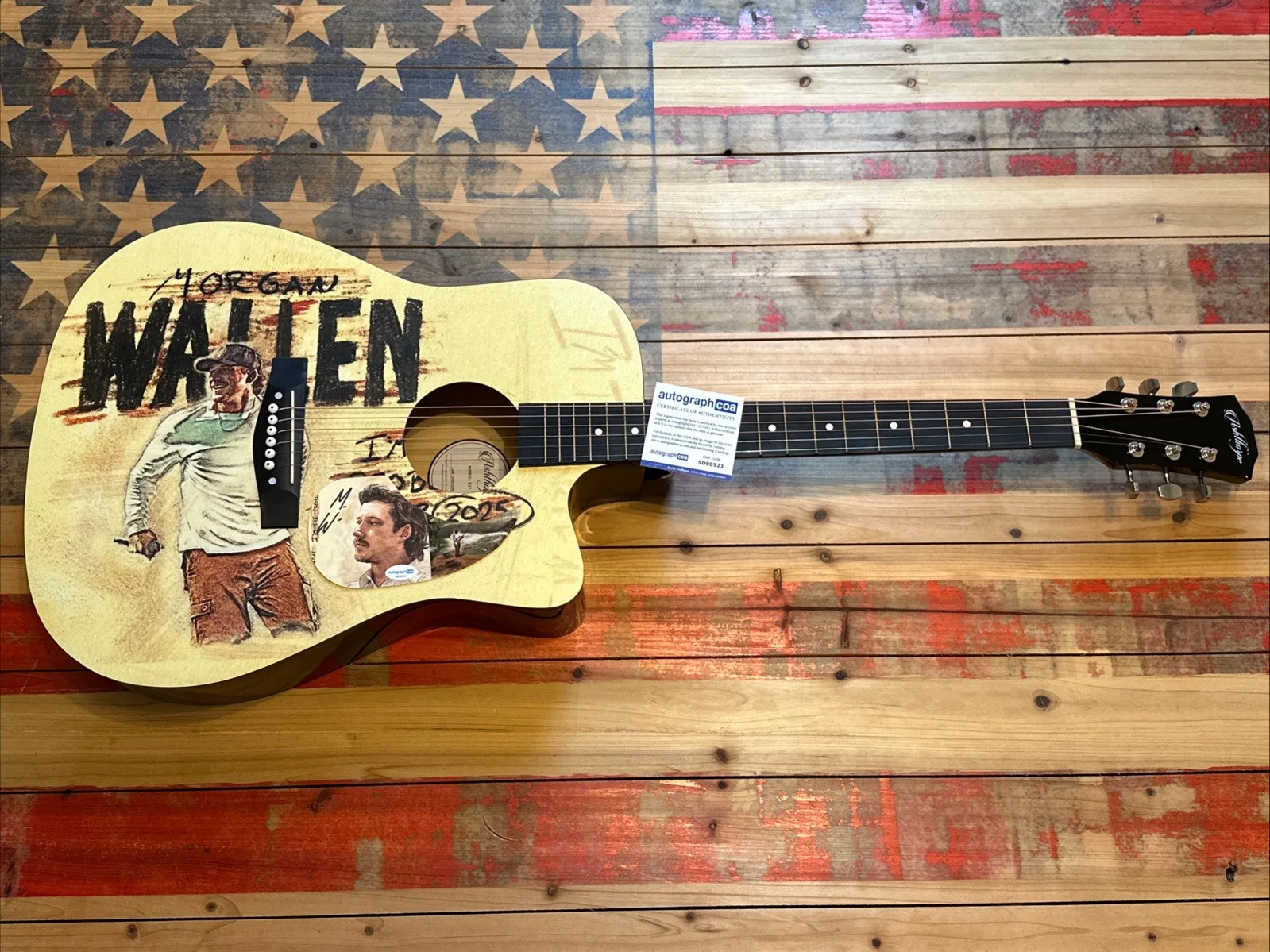 🚨RARE Morgan Wallen CUSTOM SIGNED Guitar I’M THE PROBLEM TOUR WALLEN ACOA CERT, image 3