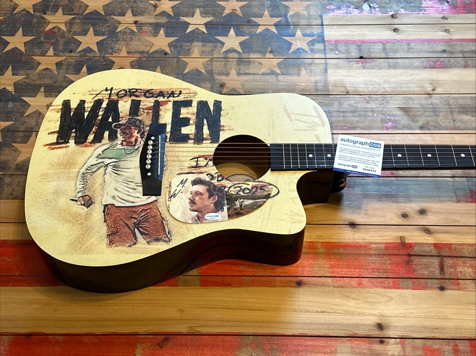 🚨RARE Morgan Wallen CUSTOM SIGNED Guitar I’M THE PROBLEM TOUR WALLEN ACOA CERT, image 4