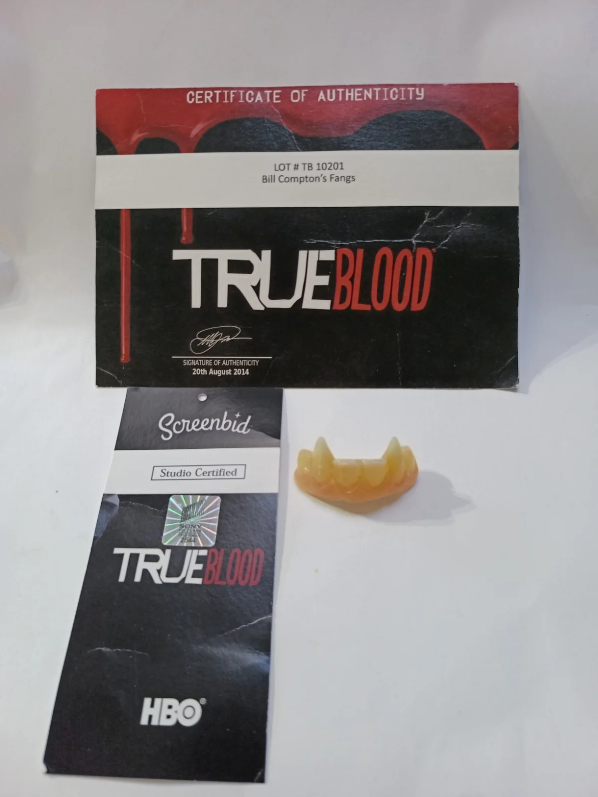 Screen Used HERO TV Prop Vampire Fangs True Blood Bill Compton's fangs with COA., изображение 2