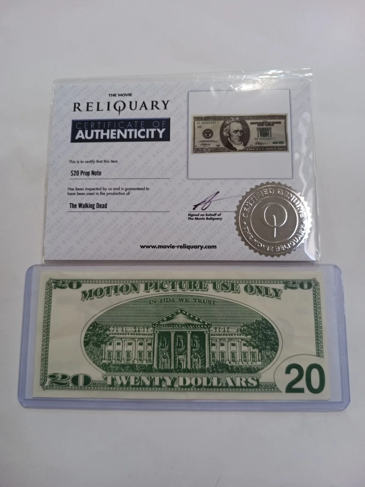 TV Prop The Walking Dead Production Used Prop Banknote with COA., изображение 2