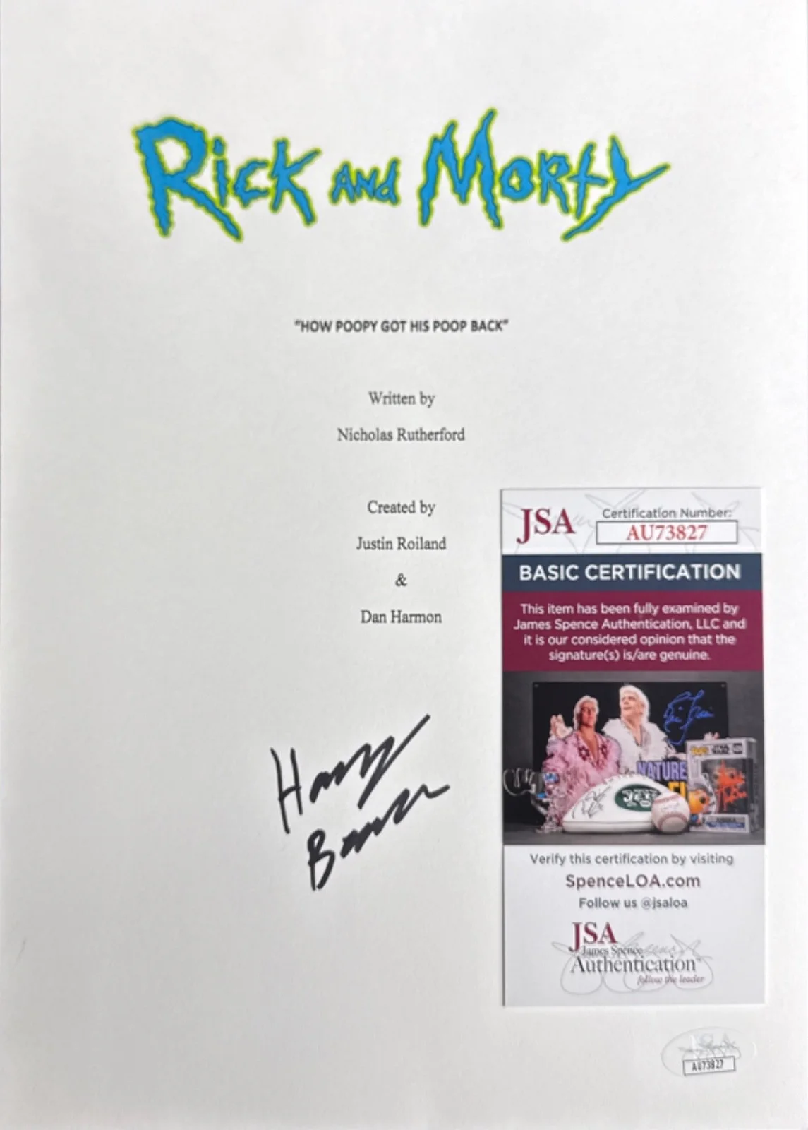 Jon Allen — John Allen Signed 8x10 Rick & Morty Script Cover Only JSA AU73827, image 2