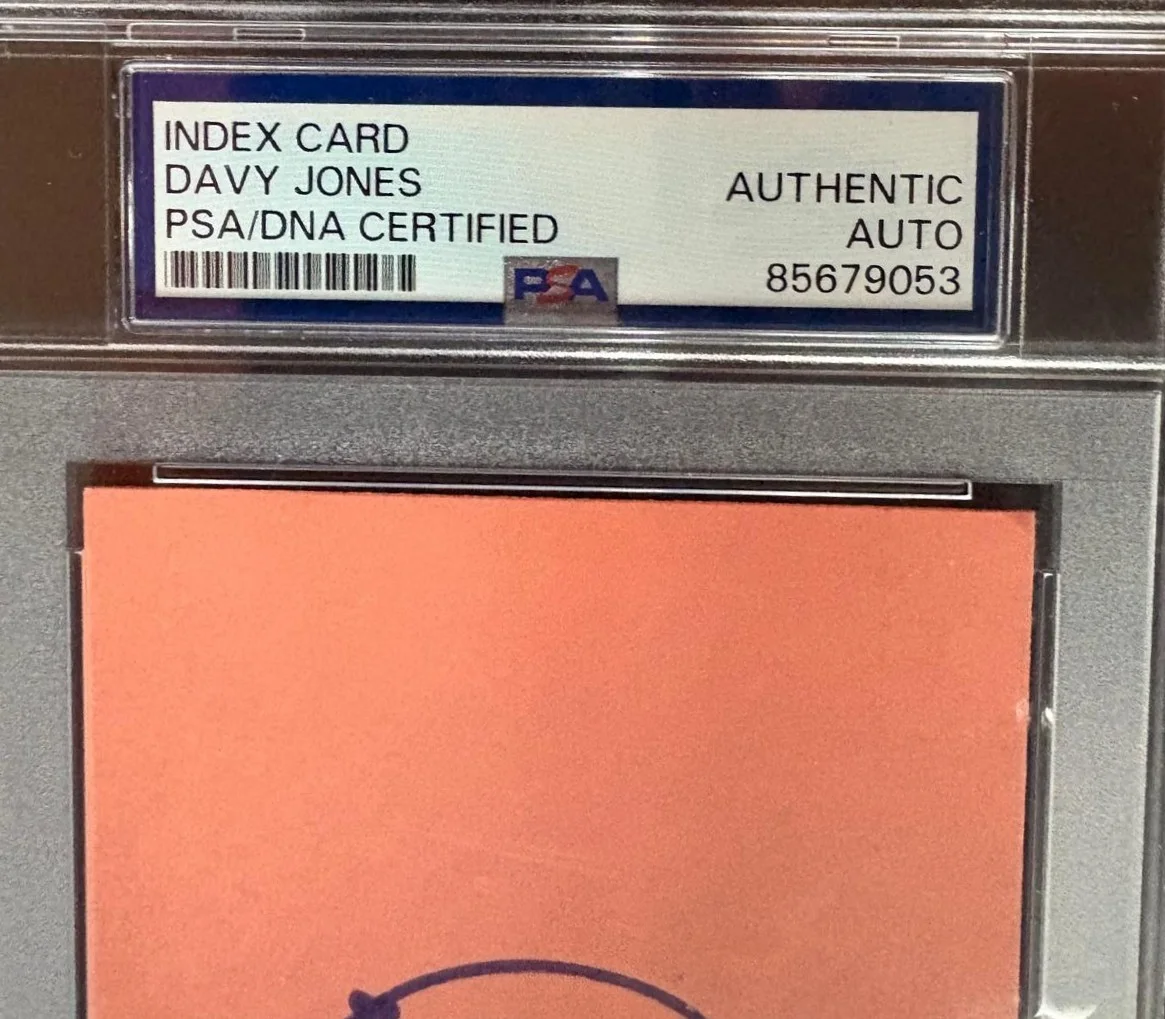 Davy Jones — DAVY JONES SIGNED INDEX CARD PSA ENCAPSULATED THE MONKEES NESMITH TORK DOLENZ, изображение 2