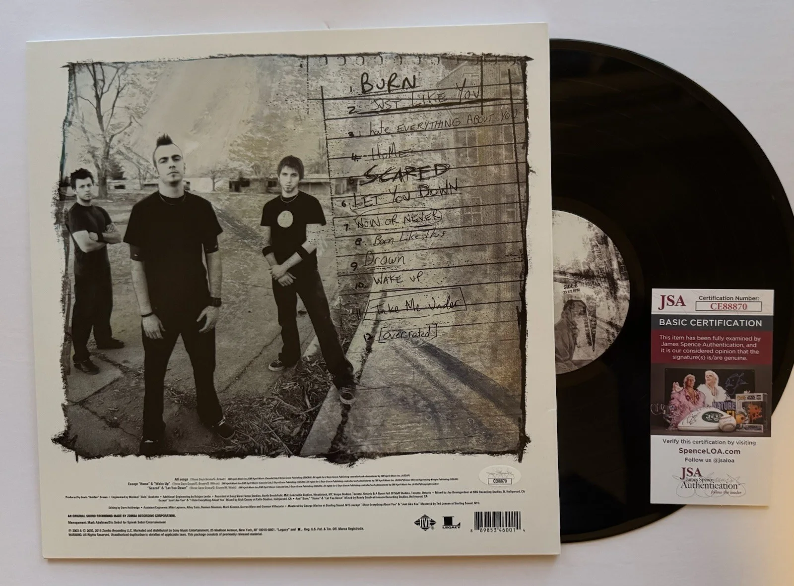 THREE DAYS GRACE ADAM, NEIL & BRAD SIGNED AUTOGRAPHED VINYL ALBUM LP +JSA COA.., изображение 4