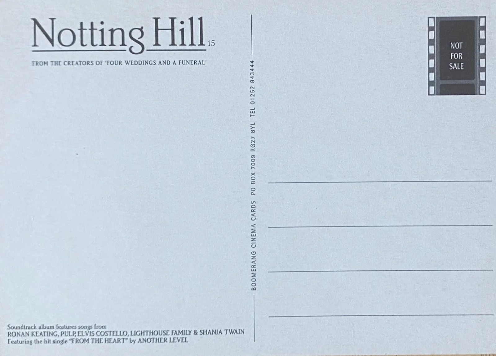 Notting Hill Promotional Postcard 1999, image 2