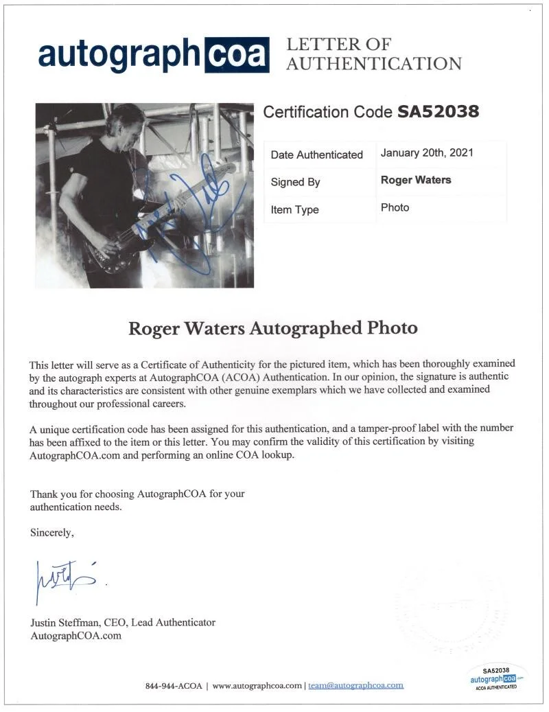 Roger Waters — Roger Waters Pink Floyd Signed Autograph 8x10 Photo - The Wall Dark Side JSA COA, изображение 4