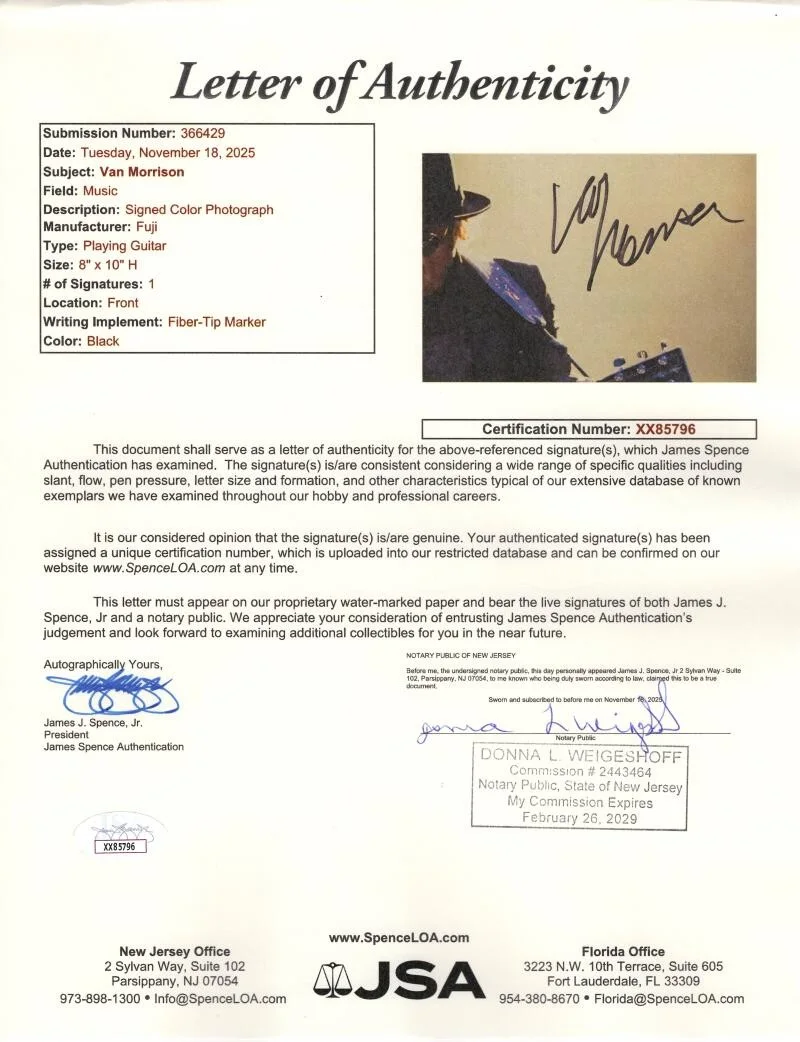 Van Morrison — Van Morrison Signed Autograph 8x10 Photo Photograph - Astral Weeks w/ JSA COA, изображение 2