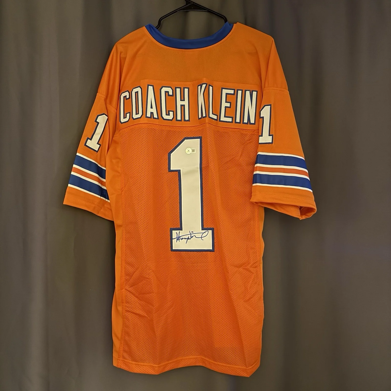Henry Winkler — Henry Winkler The Waterboy Autographed Signed Coach Klein Orange Jersey BAS COA