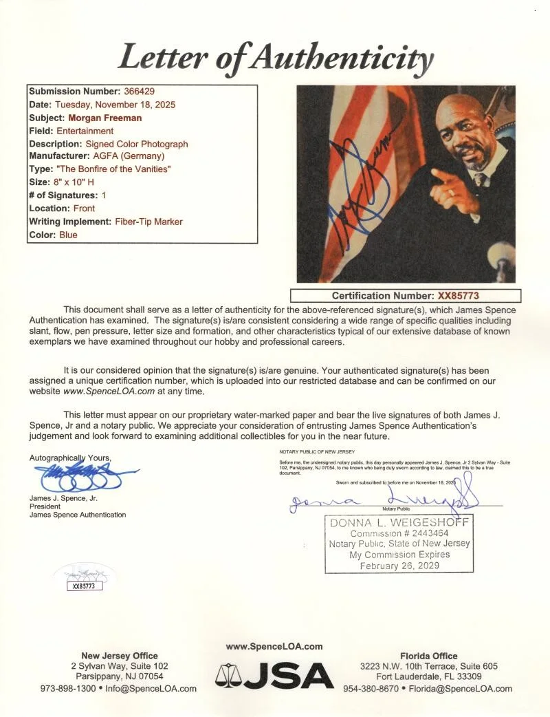 Morgan Freeman — Morgan Freeman Signed Autograph 8x10 Photo w/ Vintage Full Signature - JSA COA, изображение 2