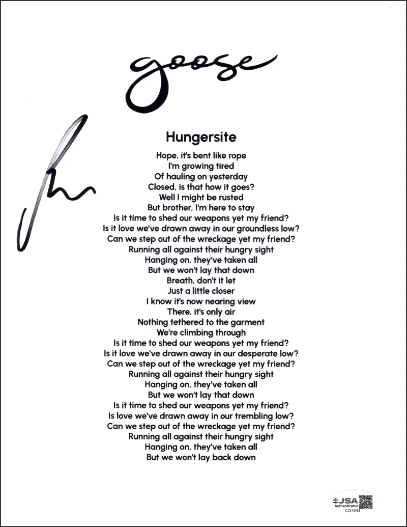 Rick Mitarotonda — Rick Mitarotonda Goose Signed Autograph Hungersite Lyric Sheet Music JSA COA
