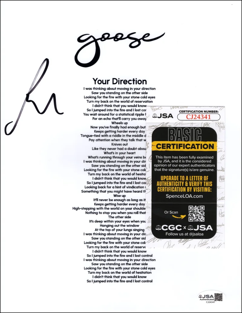 Rick Mitarotonda — Rick Mitarotonda Goose Signed Autograph Your Direction Lyric Sheet Music JSA COA, изображение 2