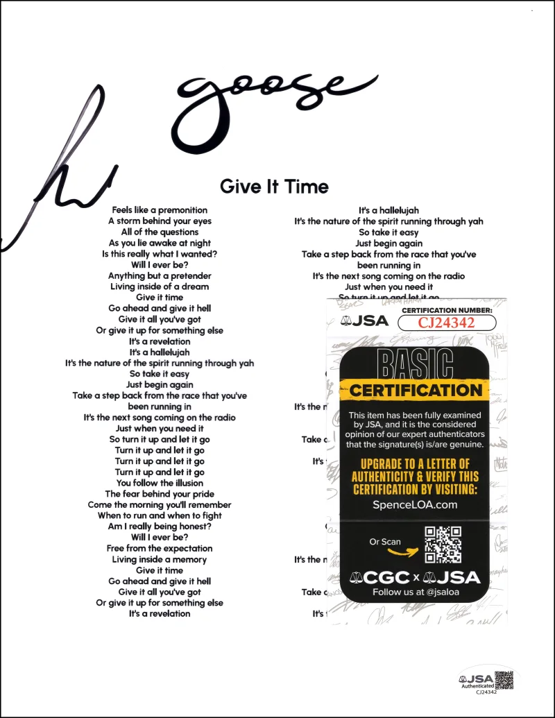 Rick Mitarotonda — Rick Mitarotonda Goose Signed Autograph Give It Time Lyric Sheet Music - JSA COA, изображение 2