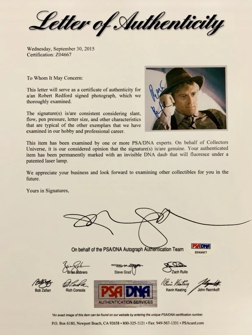 Robert Redford — Robert Redford as "Roy Hobbs" Signed "The Natural" 8x10 Photo - PSA LOA Z04667, изображение 2