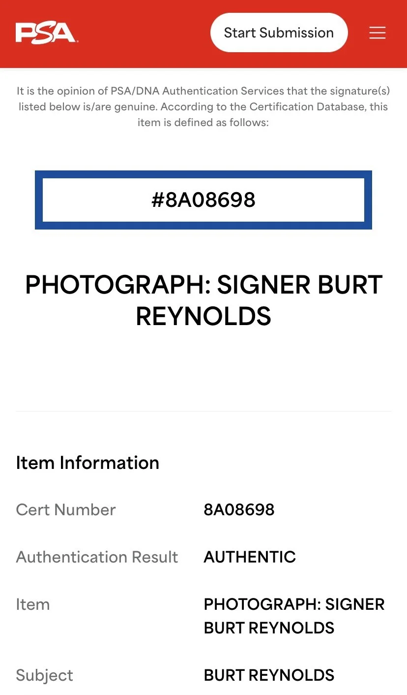 Burt Reynolds — Burt Reynolds "The Longest Yard" (1974) Signed 11x14 Photo - PSA Cert 8A08698, image 3